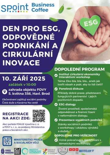 PLAKÁT k akci Den pro ESG, odpovědné podnikání a cirkulární inovace.